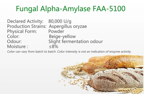 Pilzartige Alpha Amylase FAA-5100 für das Backen des Pulvers des Enzym-80000U/G